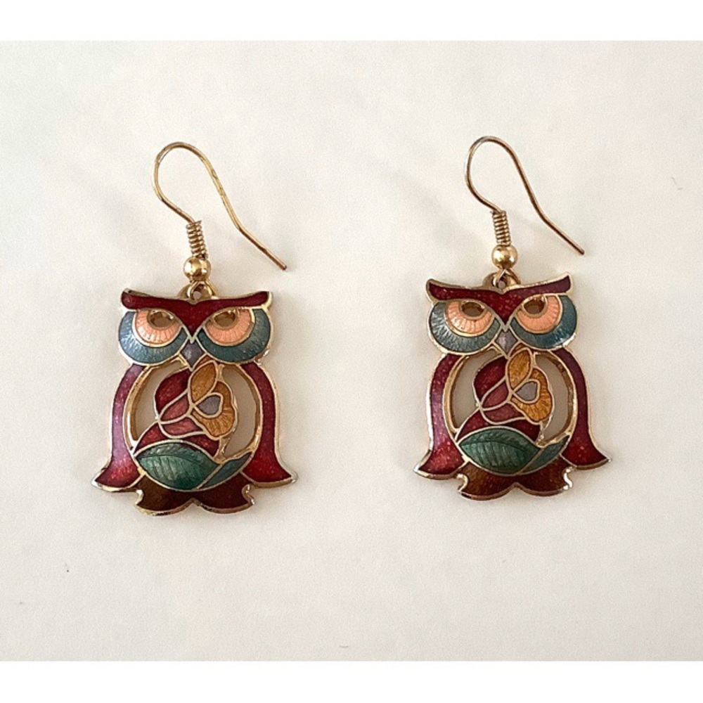Jewel-tone Owl Earrings